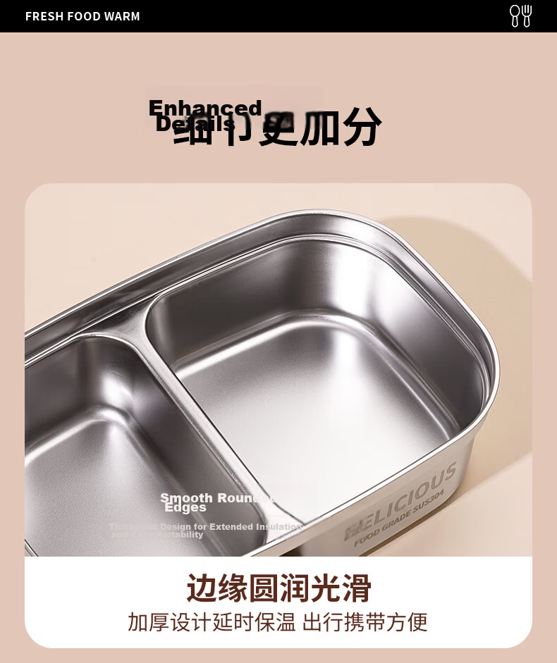 Ymer 316L Stainless Steel Insulated Lunch Box Microwave Safe Office Canteen Compartment Bento Box 28