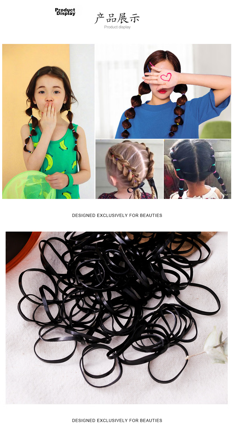 UPLUS Disposable High Elastic Hair Ties Black [Thickened 500 Pieces] Hair Bands Hair Ropes Small Hair Elastics Hair Accessories 5