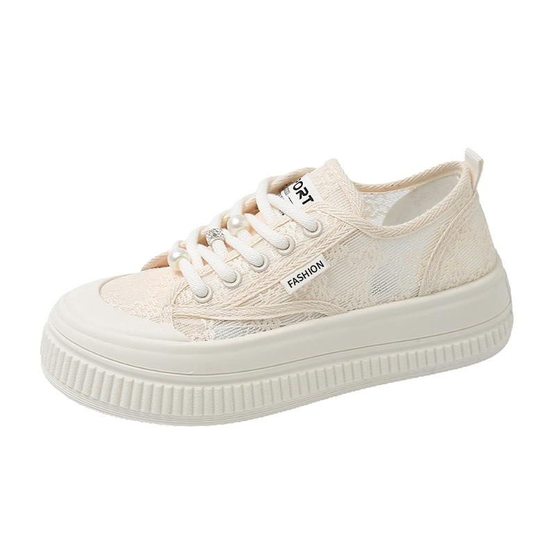 CARTELO Women's Summer Lace Mesh Fisherman Shoes Breathable White Sneakers Mesh Shoes for Women 1585 Off-White Size 38