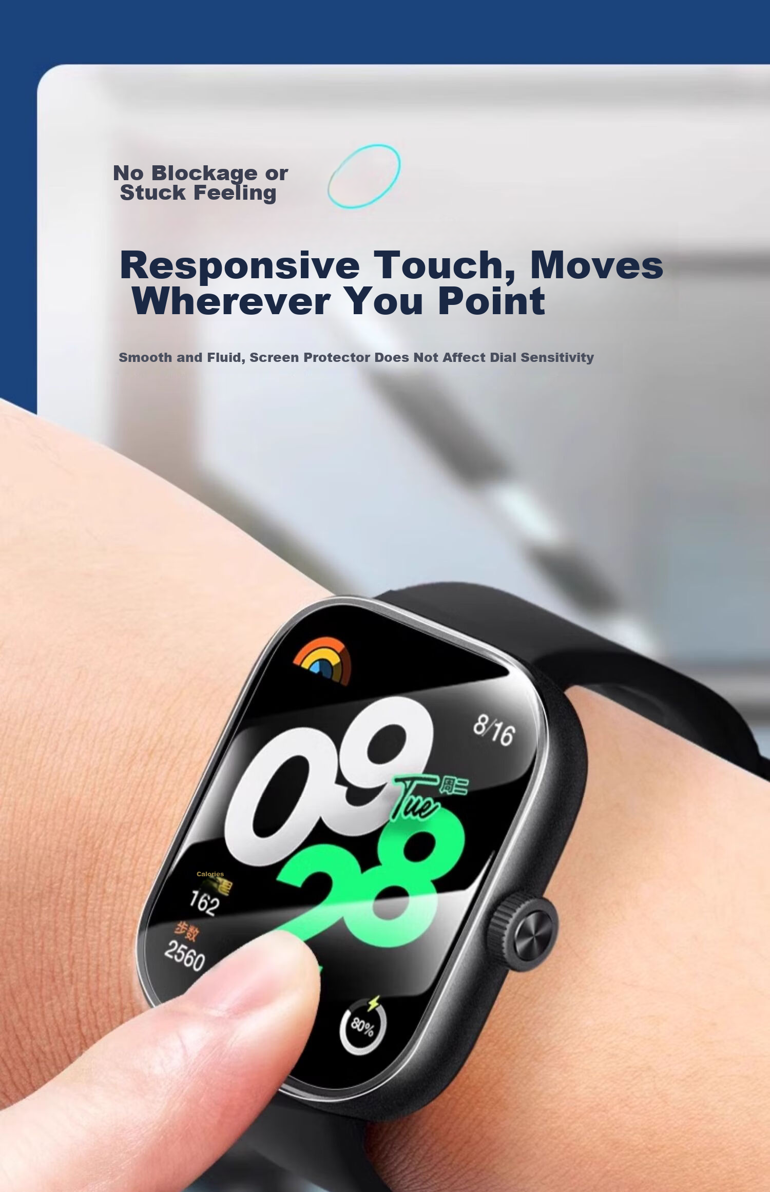 Smorss [2-Pack] Screen Protector for Redmi Watch 4, Non-Tempered HD Curved Composite Full-Coverage Full-Adhesive Anti-Scratch Shockproof Film 8