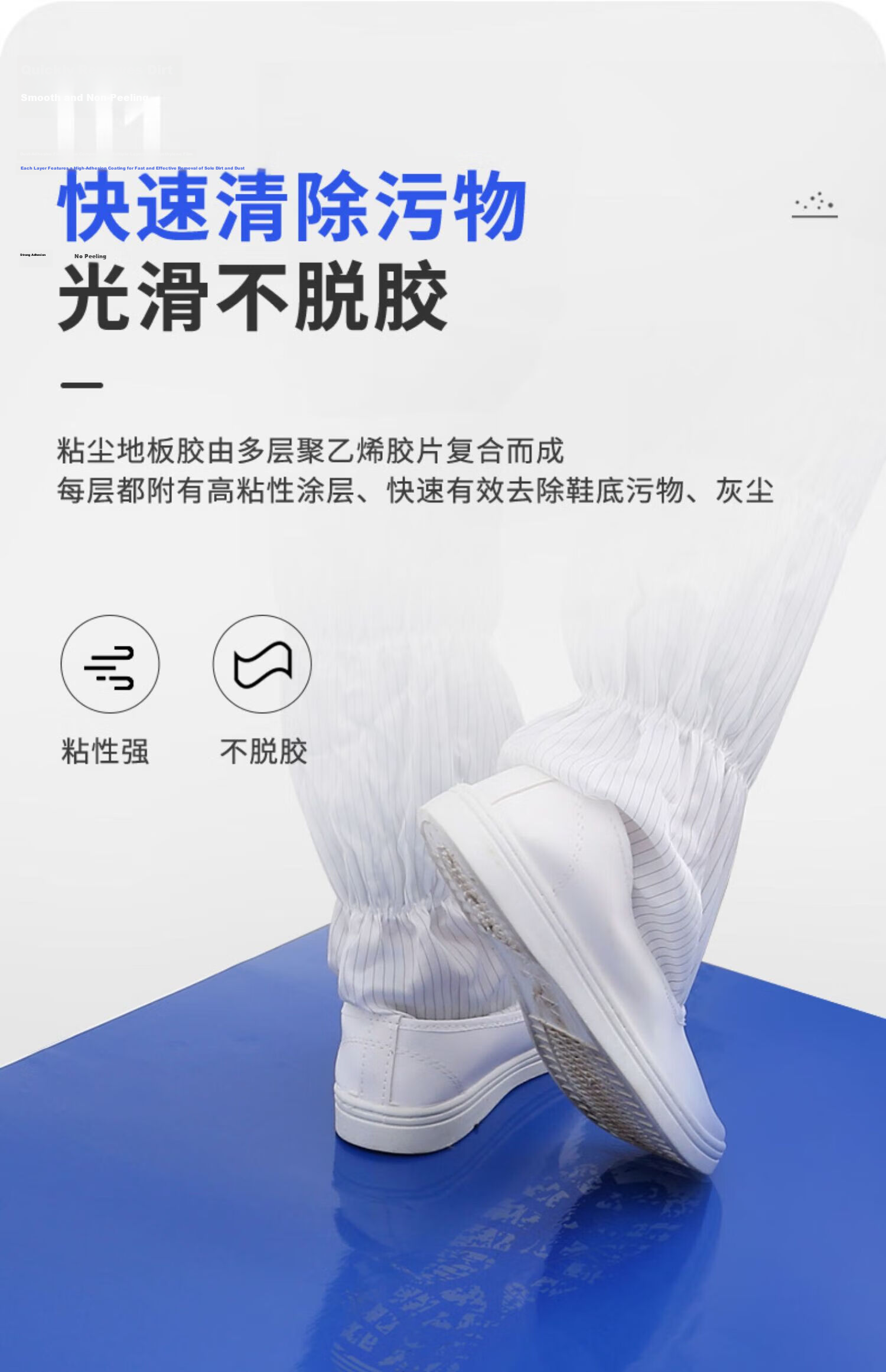 Huipute Sticky Dust Mat Workshop Adhesive Floor Dust Removal Mat Anti-Static Disposable Peelable Cleanroom Laboratory Clean Floor Mat 60*90cm [30 Sheets] 7