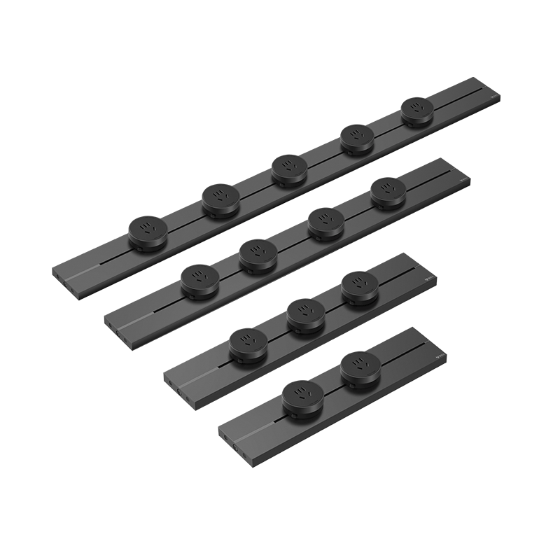 BULL Master Track Socket, Movable Power Strip, Rail-Type Power Strip for Sideboard, Switch Socket Panel, Slim GB3 Model, 50 Cm + 3 Five-Hole Ink Cloud Gray