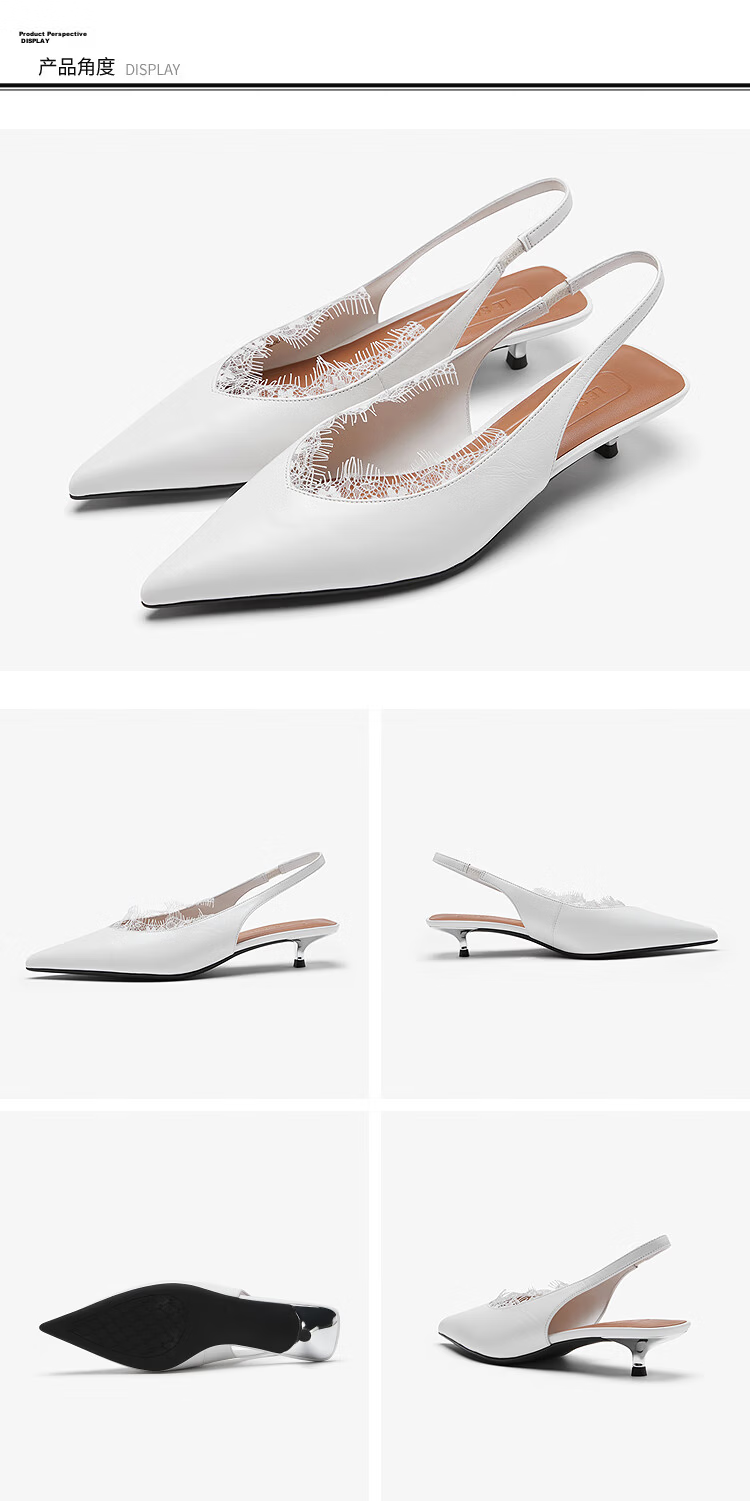 Le Saunda Romantic Queen Pointed Toe Kitten Heel Backless Sandals Women 32501 Truffle Black BKL 37 11