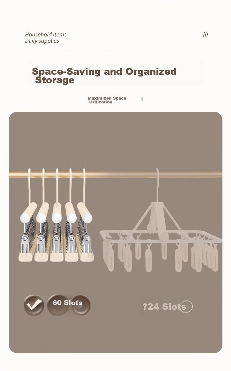 40,000km Stainless Steel Sock Clips Clothes Drying Rack Multi-Clip Multifunctional Balcony Sock Dryer Baby Sock Drying Rack 2
