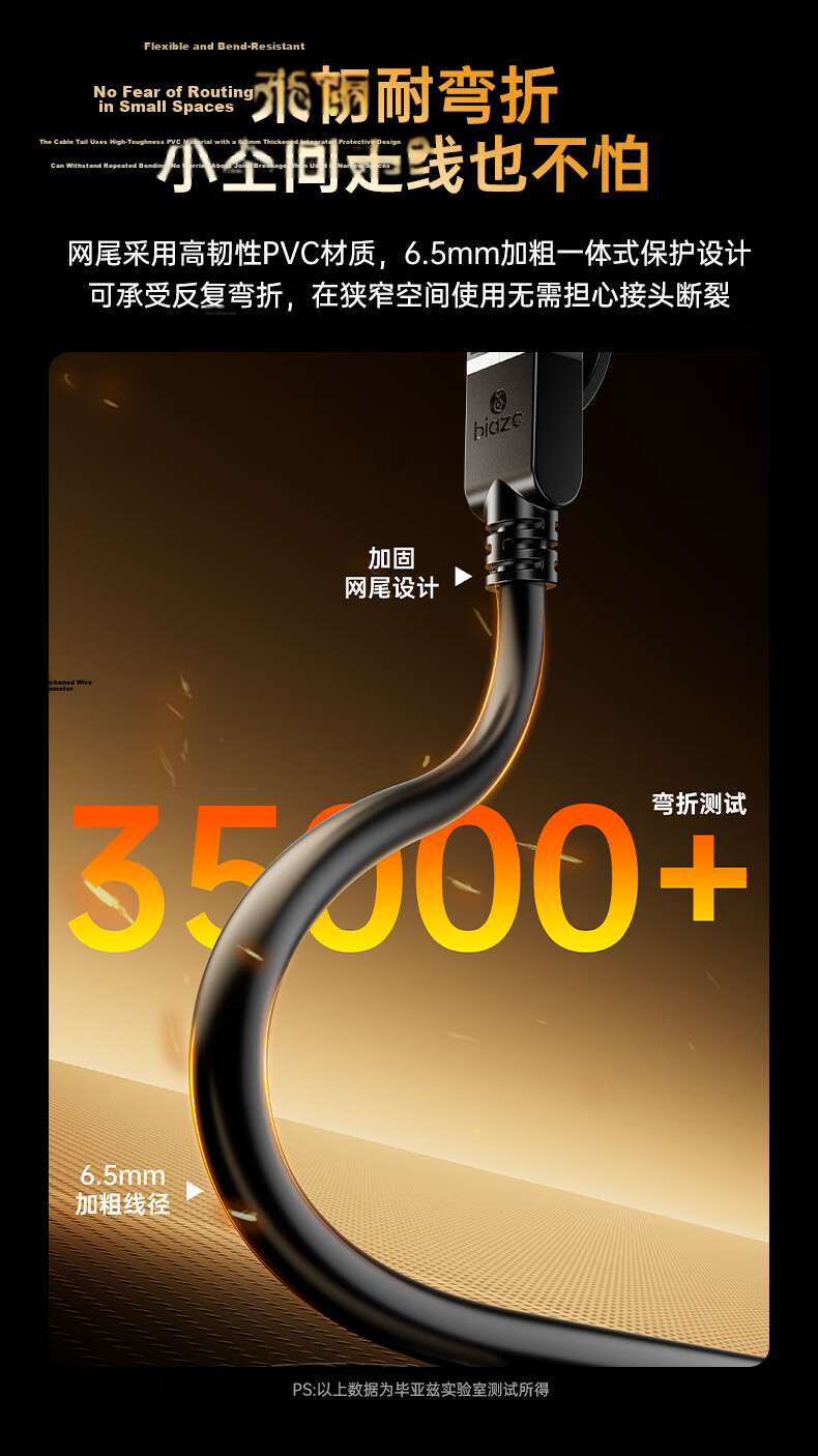 BIAZE CAT7 Pure Copper Ethernet Cable, Shielded 10Gbps Network Cable, Gaming Twisted Pair, 5G Home Broadband Compatible with 2.5G, 1 Meter 9