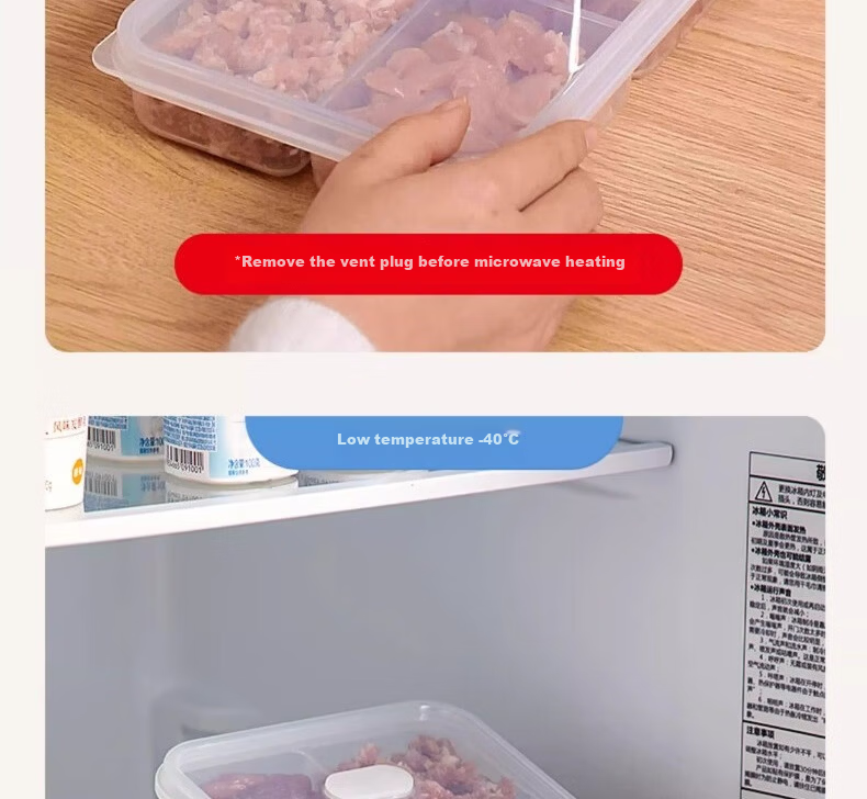 Jialifang Refrigerator Six-Compartment Storage Box Frozen Meat Container Freezer Fresh-Keeping Food Divider Organizer Food Grade 13