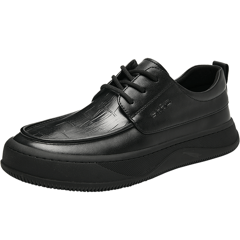 HLA Men's Comfortable Soft Sole Casual Leather Shoes HAAPXM2DAD084 Black Size 41