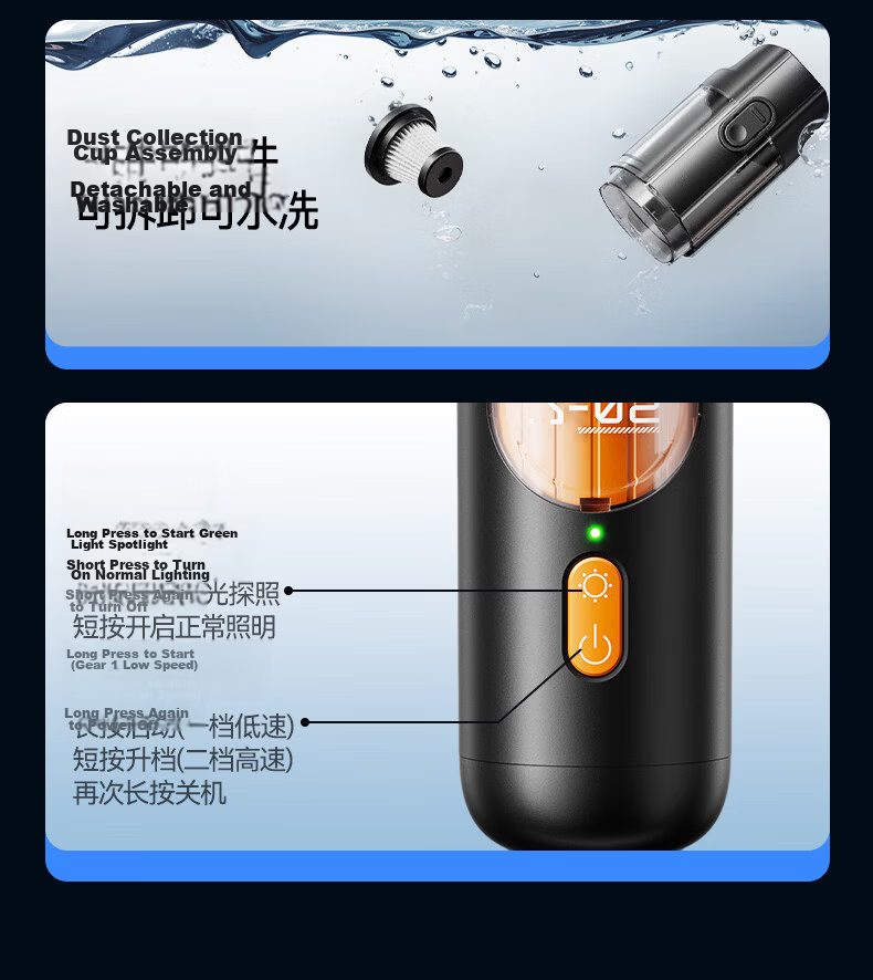 KONKA Car Vacuum Cleaner with Strong Suction, Wireless Handheld Vacuum for Cars And Home Use, Powerful Blowing And Suction All-In Machine, Portable Car Desktop Handheld Vacuum for Pet Hair 28