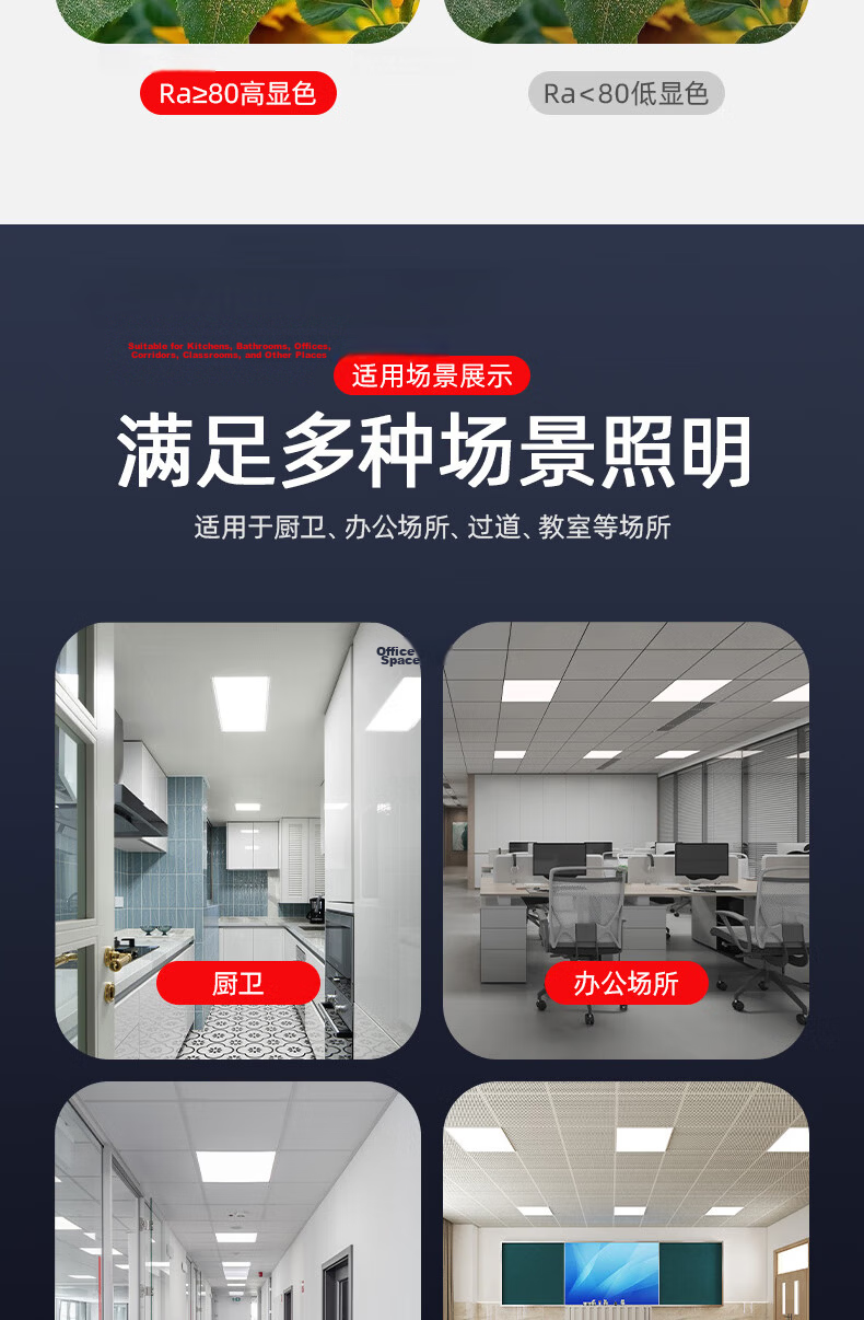 FSL Foshan Lighting LED Panel Light 24W Narrow Edge 300x600mm Ultra-thin Integrated Ceiling Flat Panel Light Recessed Ceiling Light White Light 6500K 7