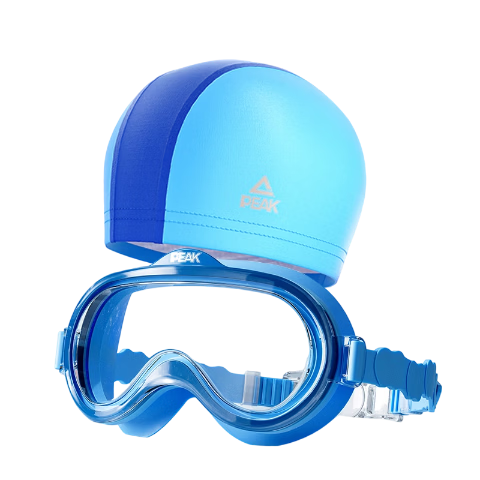 PEAK Children's Swimming Goggles for Boys And Girls, High-Definition Waterproof Anti-Fog Large Frame Swimming Glasses Equipment Set with Swim Cap