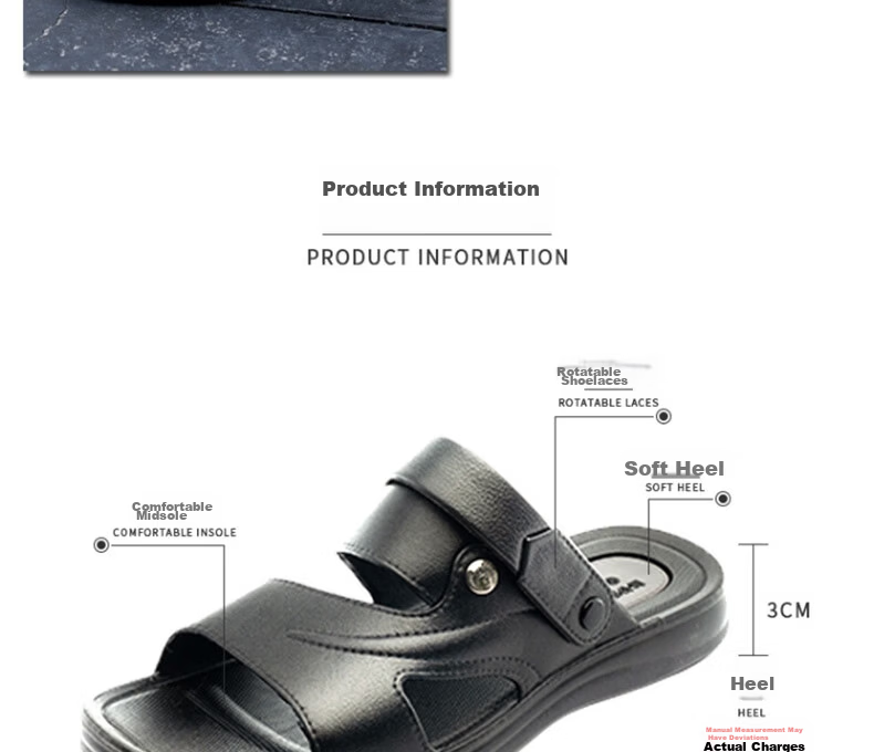 Warrior Men's Casual Outdoor Dual-Wear Sandals Comfortable Lightweight Beach Slippers HL3888 Black Size 44 3