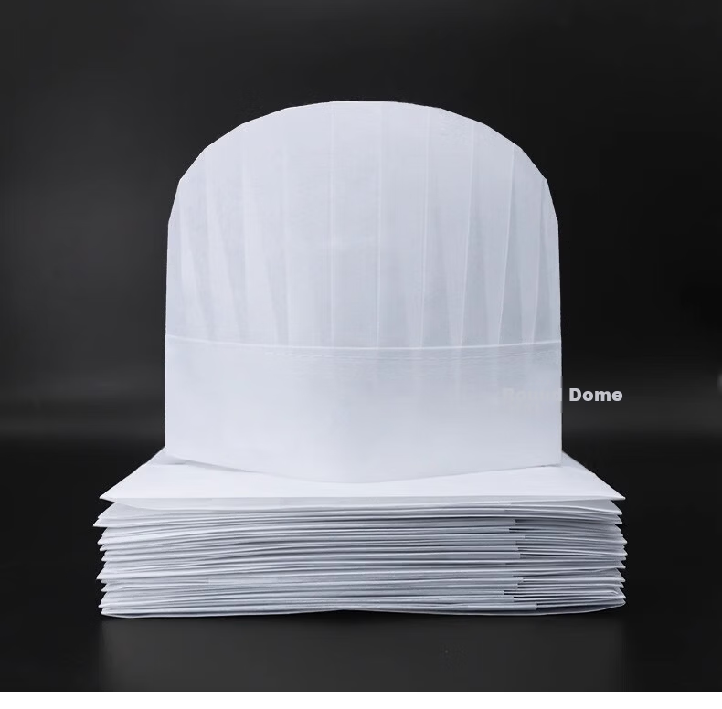Anshuangli Disposable Chef Hat Non-woven Fabric High and Mid Chef Hat Thickened Work Cap Unisex 【Jingcang Flash Delivery】Thickened Red Edge Boat Hat 20 Pieces 11