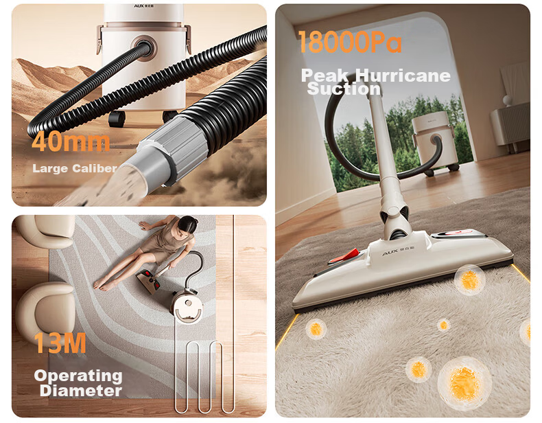 AUX Canister Vacuum Cleaner for Home Use with Powerful Suction, Industrial Cleaning, Renovation, Tile Grouting, Car Use, Commercial, Carpet Blower And Suction Machine, 12L Large Capacity AXC-22AT588A Upgraded Versio 16