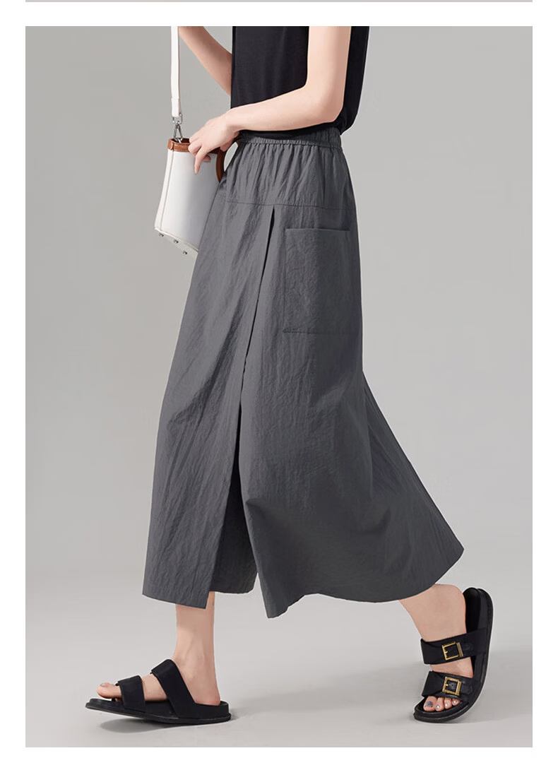 Langsha Yamamoto Women's Skirt Pants Summer 2026 New High Waist Slim A-Line Skirt Cargo Loose Casual Ice Silk Wide-Leg Pants 16