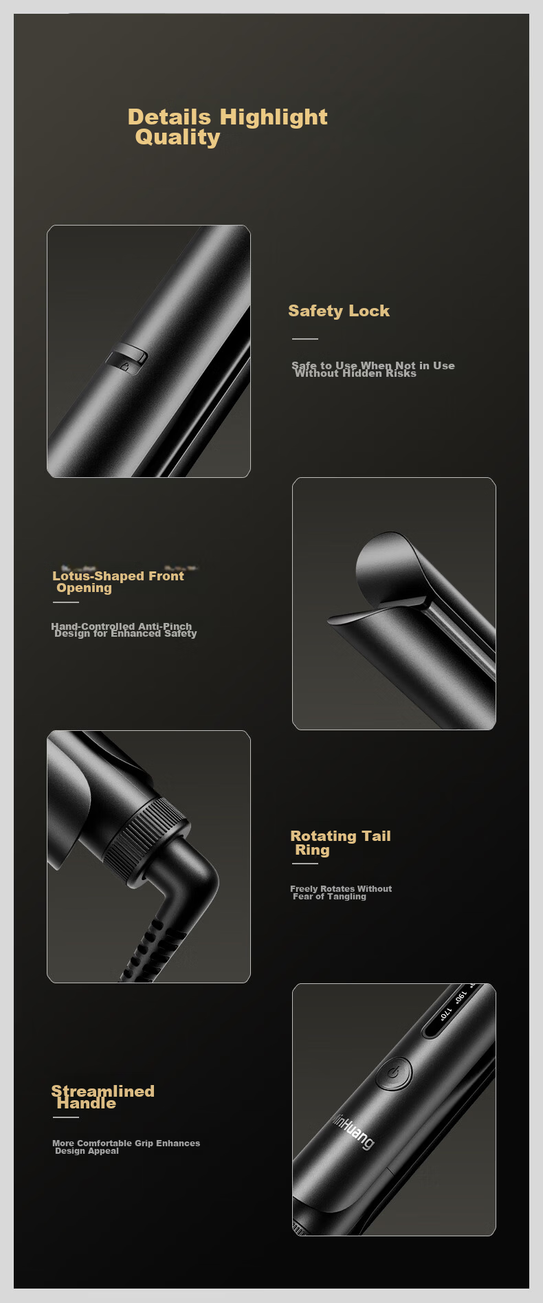 MinHuang 14mm Flat Iron for Men Negative Ion Hair Straightener and Curler Dual-Use Short Hair Styling Volumizing Bangs Tool Men's Gift 8