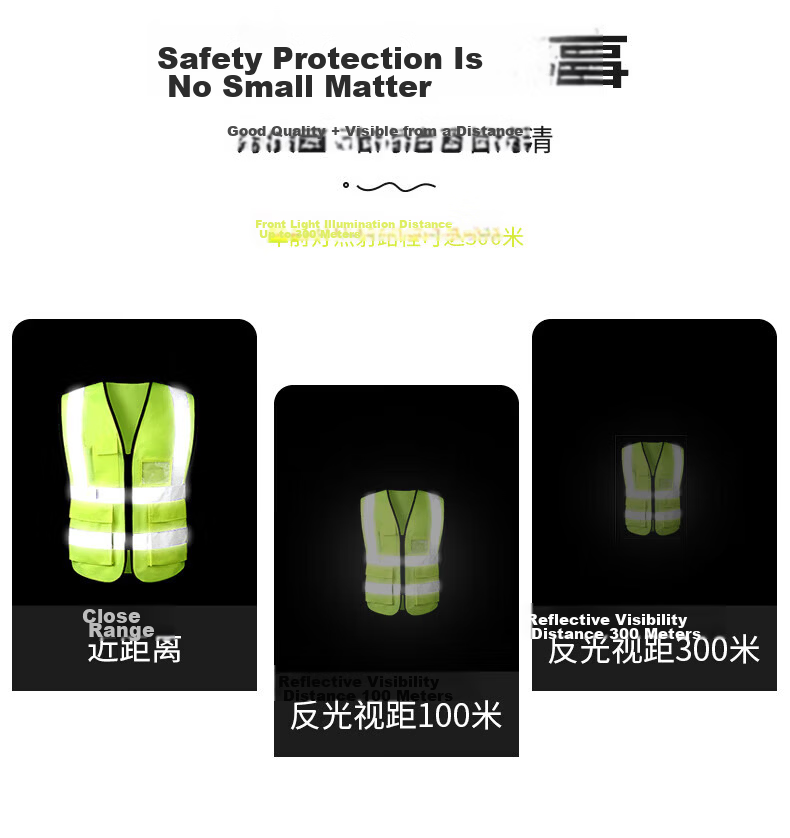 Haosikepu Reflective Vest Construction Warehouse Typhoon Warning Breathable High-Visibility Safety Vest Yellow Multi-Pocket Zipper [Same/Next Day Delivery] 3