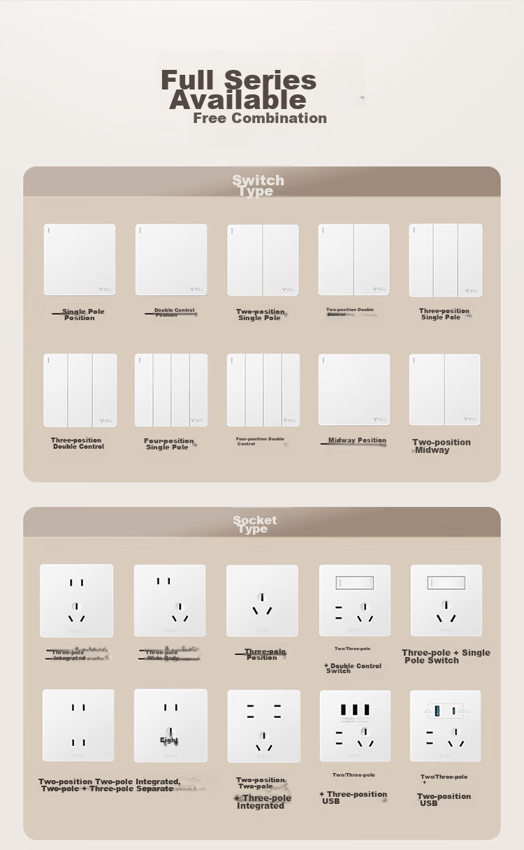 BULL Switch Socket, G12 Series Single-Pole Double-Throw Switch Wall Large Panel, G12K112 Muxue White 24