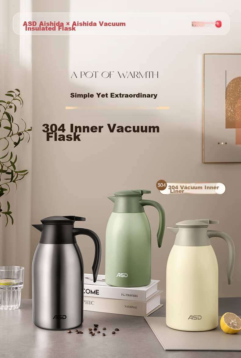 ASD Large Capacity Household Thermos Flask Insulated Bottle 304 Stainless Steel 2L Kettle RWS20P4WG-S 1