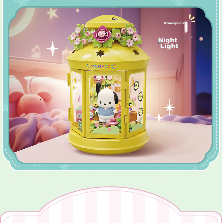 TOP TOY Sanrio Light and Shadow Dream Series Hello Kitty Night Light Building Blocks Girls New Year Gift 22