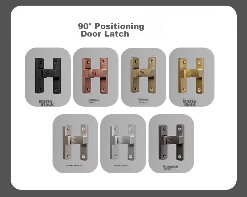 Qiansu Wheel No-Drill Positioning Bolt Door Latch Push-Pull Door Lock Indoor Vintage Clip Surface-Mounted Sliding Door Lock Night Glow Positioning Door Latch Matte Black 90°180° Universal 10