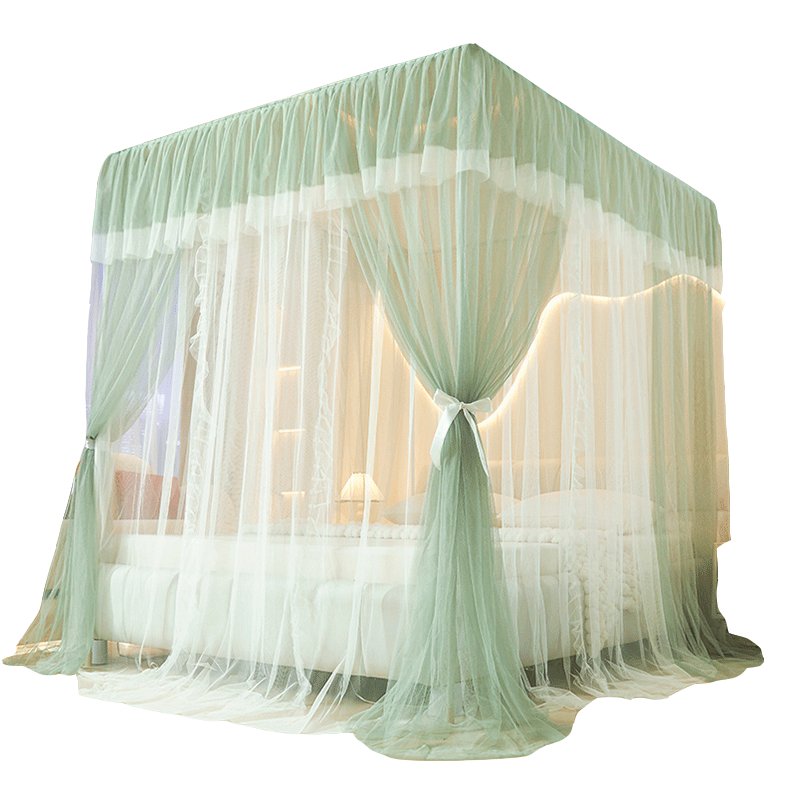 MINISO Three-Door Palace Floor Mosquito Net Detachable Painted Frame Thickened Dense Mesh for Home 1.8x2m Bed