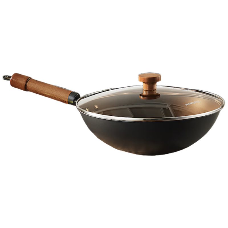 Joyoung 32cm Iron Wok Non-Coated Rust-Resistant Frying Pan Gas Stove Stir-Fry Pan Non-Stick Cooking Pan