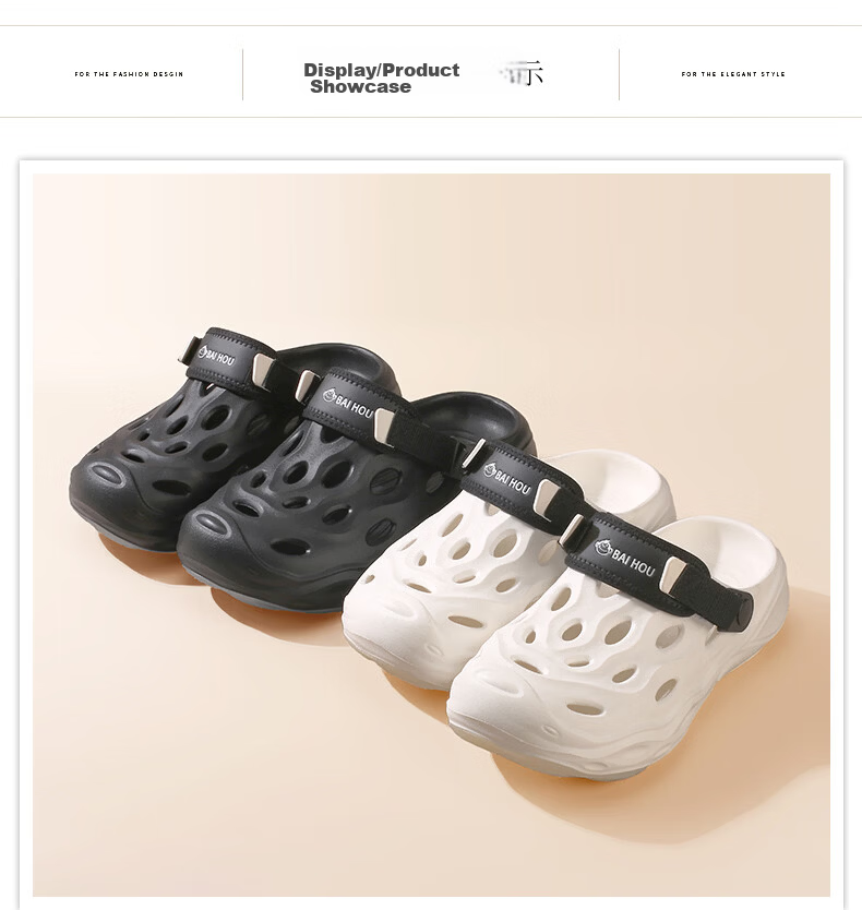 BAIHOU White Monkey Men's Summer Hollow Out Shoes Thick Sole Outdoor Sandals Men's Beach Shoes D-08 White Size 38-39 13