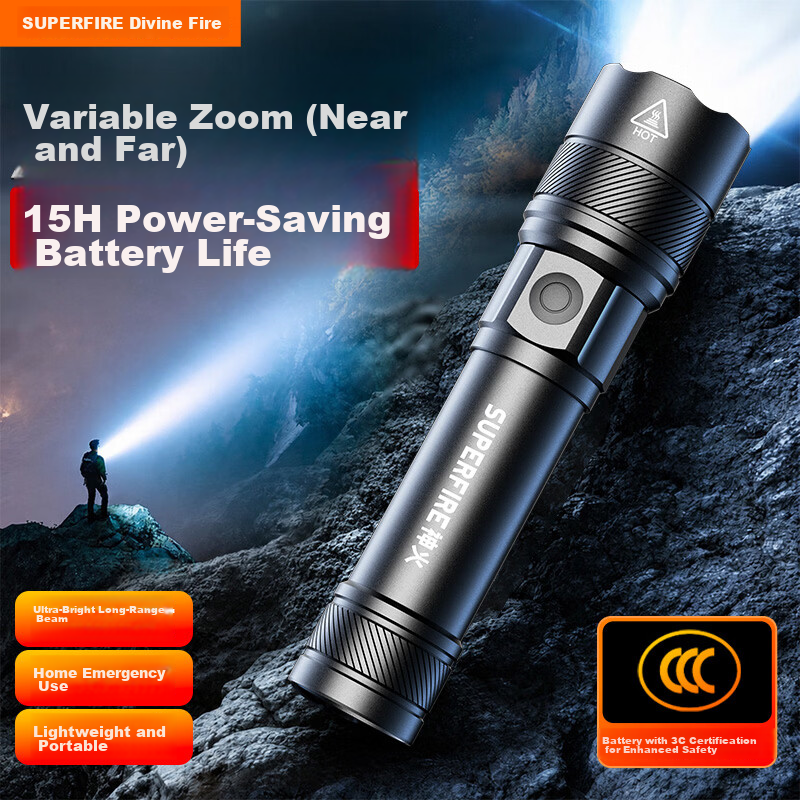 SupFire RX28 Zoomable Flashlight High Brightness Long Battery Life Portable Military Outdoor Emergency Light