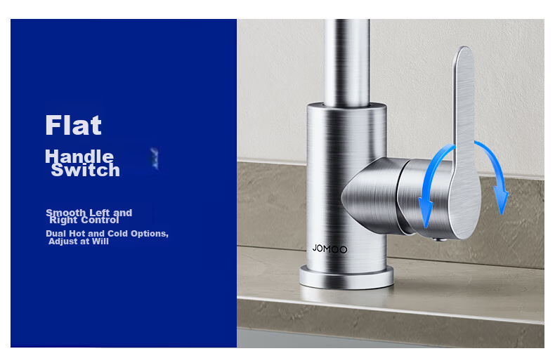 JOMOO Kitchen Faucet 304 Stainless Steel 360° Rotatable Dual Control Hot and Cold Tap 33221-748/7B-Z 18