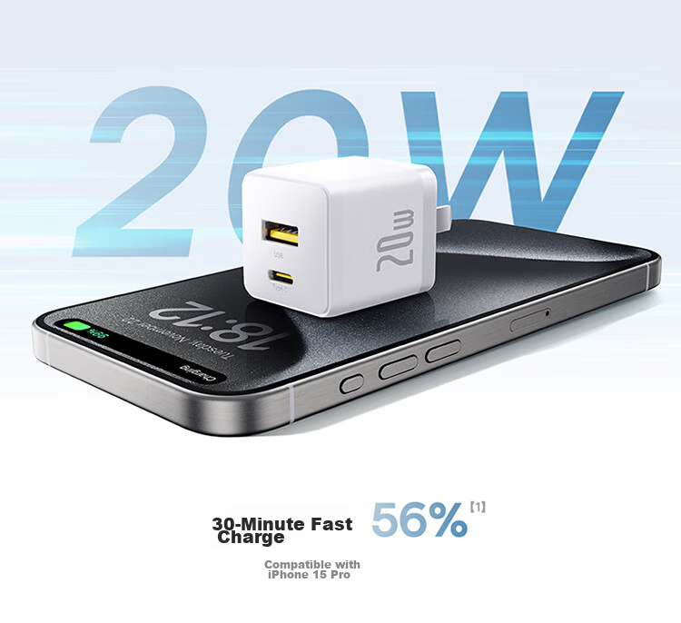 Baseus Apple Charger iPhone 15/14 PD 20W Multi-Port Fast Charger USB/Type-C Adapter Compatible with iPad/13 Pro Max Huawei Xiaomi Phones Tablets 2