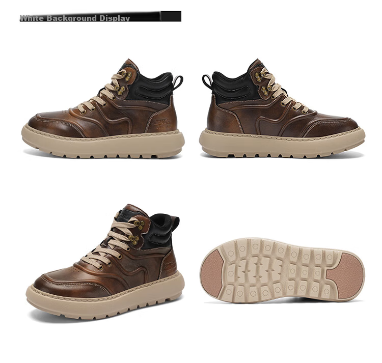 Bull Family Martin Boots Men Autumn Winter British Style High-top Work Shoes Vintage Durable Leather Outdoor Hiking Boots for Men 23