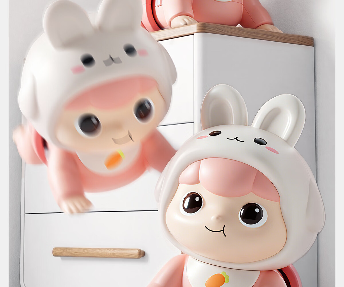 Dimoarch Baby Electric Crawling Toy, Fun Infant Learning to Crawl Early Education Enlightenment Crawling, Newborn Head-Lifting Training Rabbit Pink 21