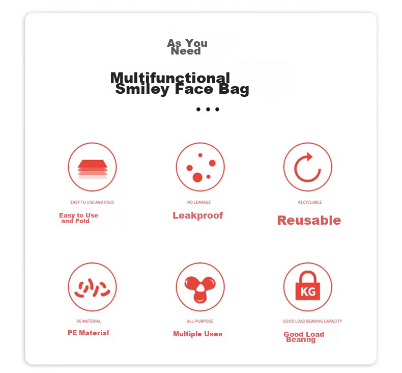 Simple Love Biodegradable Plastic Vest Bags Supermarket Food Shopping Takeout Smile Bags 20*32cm 100pcs 1