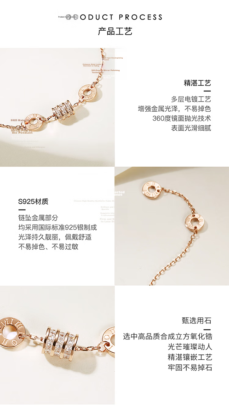 Fanci Lucky Slim Waist Bracelet Rose Gold Anniversary Gift for Women Silver Birthday Gift for Girlfriend 9