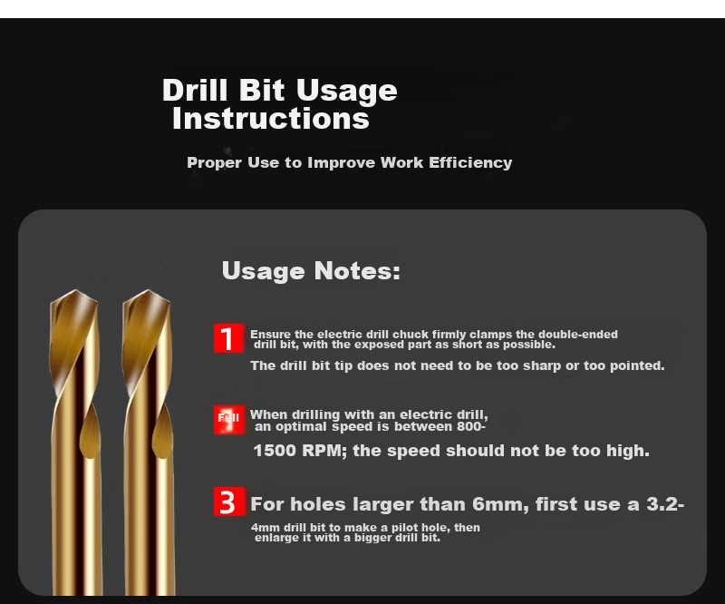 DAIEN Double-Head Twist Drill Bit Stainless Steel High-Speed Metal Drilling and Reaming Double-Edged Drill Set 5.2mm*10 11