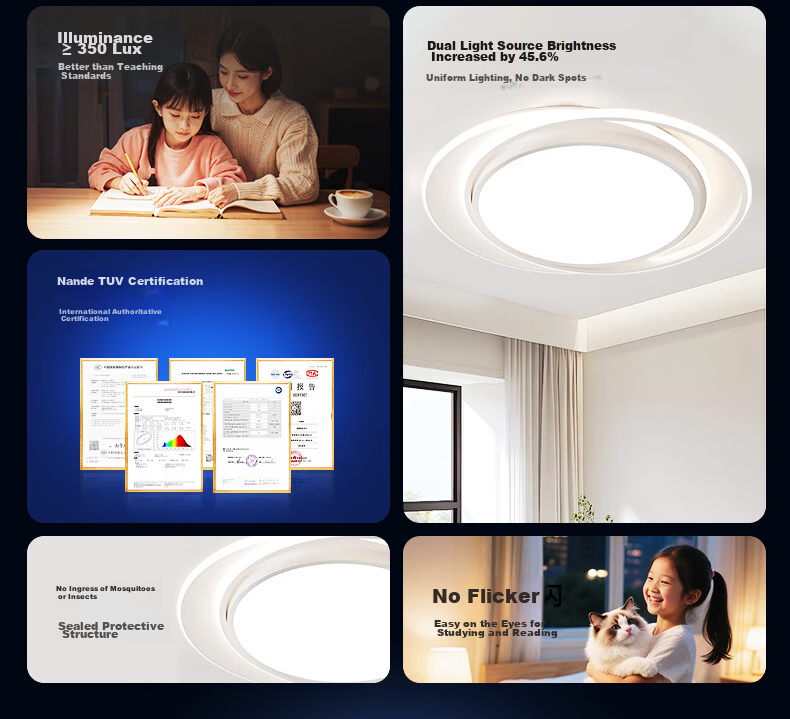 AUX American Pure Eye Protection AI Voice Smart Bedroom Ceiling LED Light Nordic Modern Minimalist Main and Secondary Bedroom Study Room 4