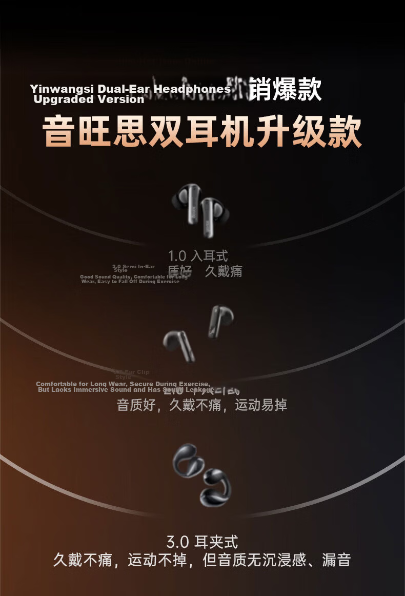 EZHK 2026 Latest Ultra-Long Battery Life Bluetooth Earbuds, Dual Pair, Two-in-One, Four Earbuds with Two Ear Clip Mini Hidden Design, Comfortable Long Wear, Noise Isolation and Noise Cancelling 9