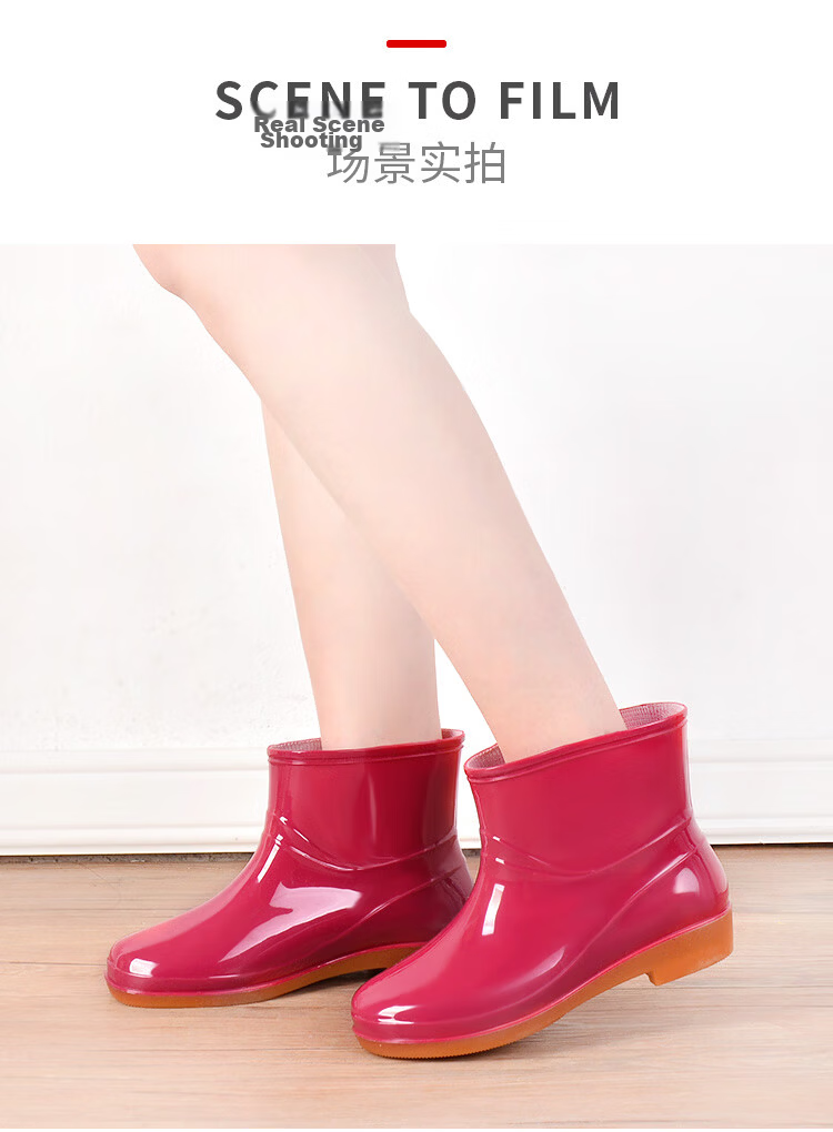 Lido According to Chen Women's Low-Cut Waterproof Work Rain Boots Fashionable Non-Slip Thickened Durable Fishing Kitchen Construction Car Wash Shoes Custom Lightweight Comfortable 10