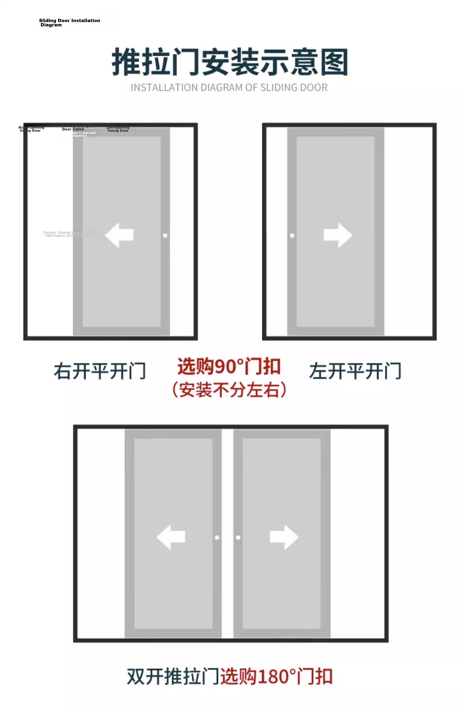 Qiansu Wheel No-Drill Positioning Bolt Door Latch Push-Pull Door Lock Indoor Vintage Clip Surface-Mounted Sliding Door Lock Night Glow Positioning Door Latch Matte Black 90°180° Universal 15