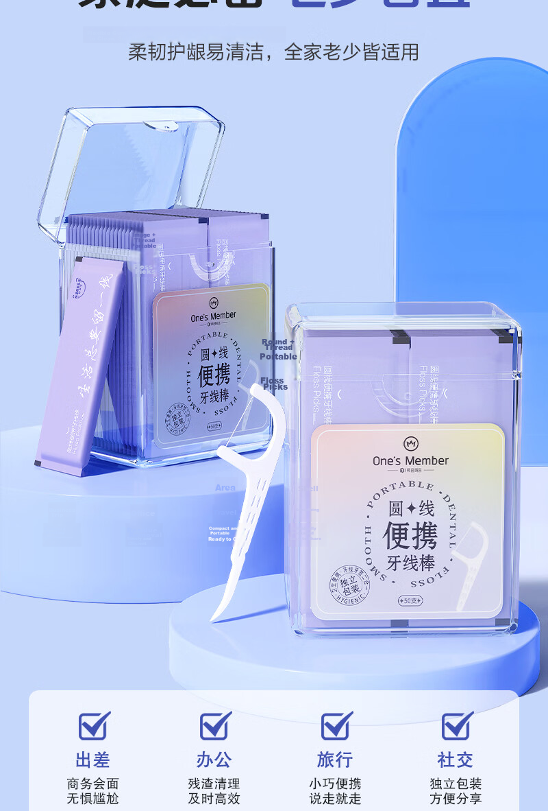 No.1 Member Store Round Portable Dental Floss Picks 50pcs*4 Boxes Individually Packaged Teeth Cleaning Picks 7