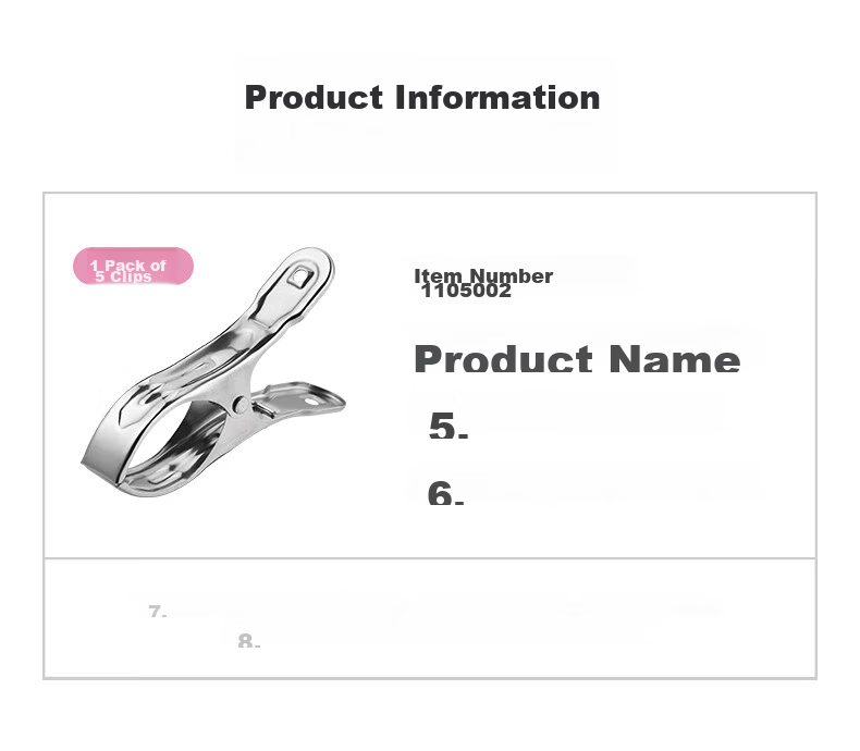 Chahua Liangqiao Stainless Steel Extra Large Windproof Clothes Pegs Hanger Clips for Bedding - 5 Pieces 3