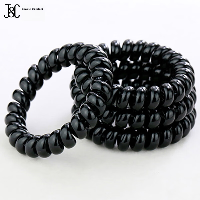 Jianyingshu Black Large Thickened Telephone Wire Hair Ties 10 Pieces Hair Bands Elastic Hair Ropes Hair Scrunchies Hair Elastics