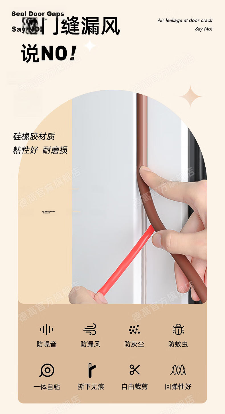 DeGao Soundproof Windproof Window and Door Seal Strip E4 White 2