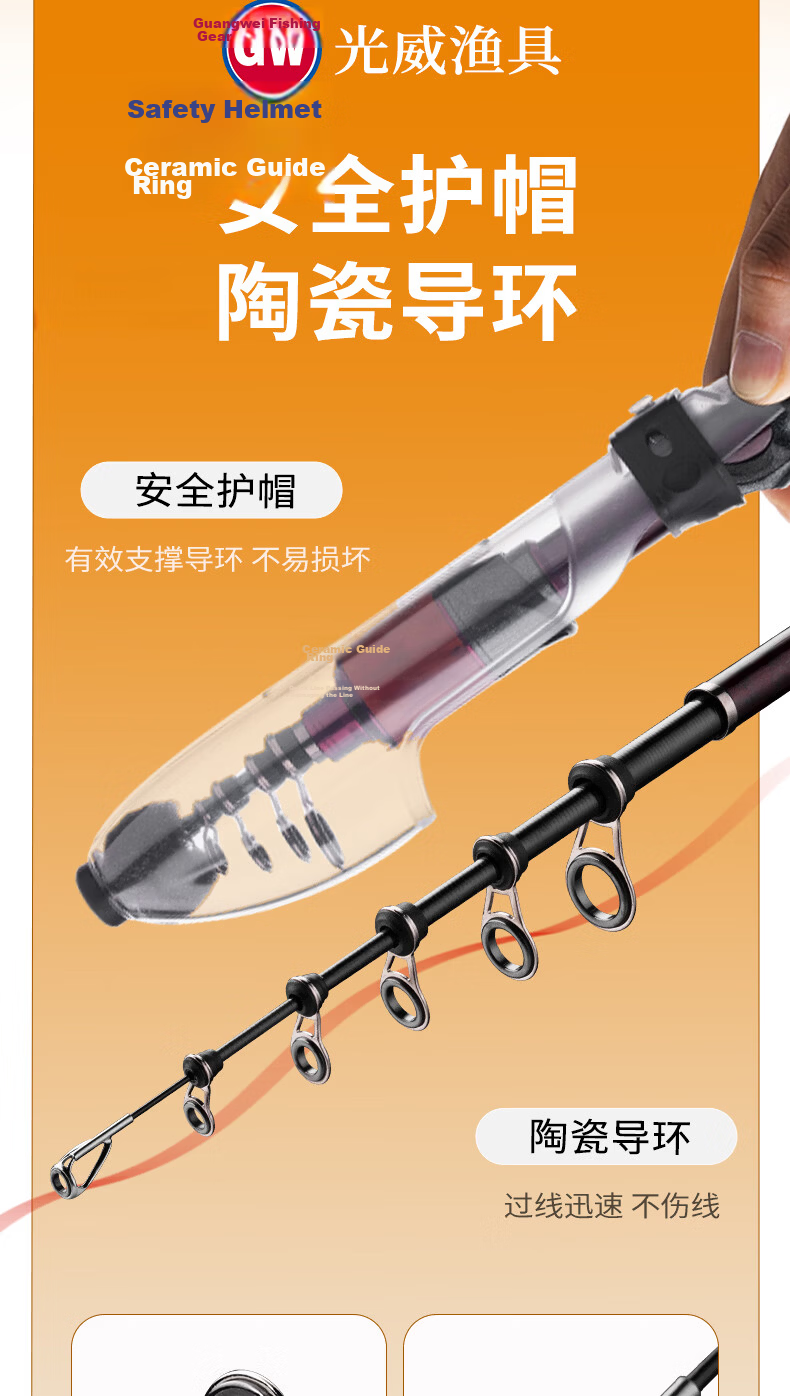 Guangwei Swordman Telescopic 26cm Mini Travel Portable Lure Rod Set with Cliff Cypress Wood Handle 1.5UL + Guangwei Fishing Reel 8