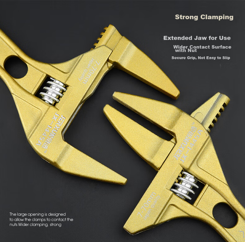 JERXUN Bathroom Wrench Short Handle Large Open Adjustable Pipe Wrench Multifunctional Plumbing Repair Tool 7