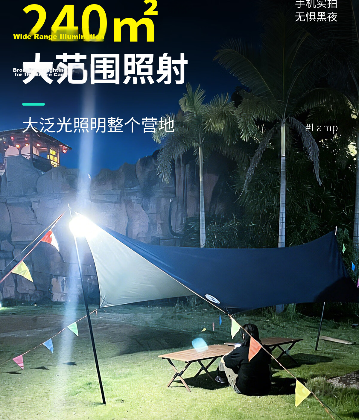 MAX LOAD Rechargeable Outdoor Super Bright LED Tent Hanging Light Night Market Camping Household Bulb Lamp 10
