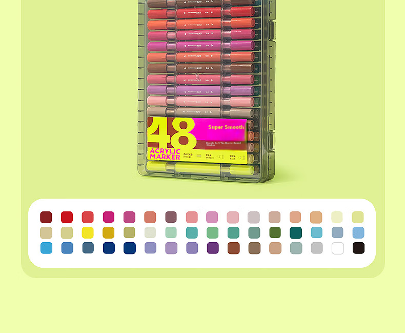 M&G 24-Color Acrylic Markers Dual Soft Tips Smooth Watercolor Pens for Kids Students Drawing Graffiti Hand Painting Art Supplies Birthday Graduation Gift APMV1463 26