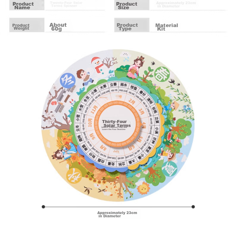 Yupinfengmao Xiaoshu 24 Solar Terms Rotating Handmade DIY Traditional Chinese Culture Intangible Heritage Children's Craft Kit Kindergarten Dashu 7
