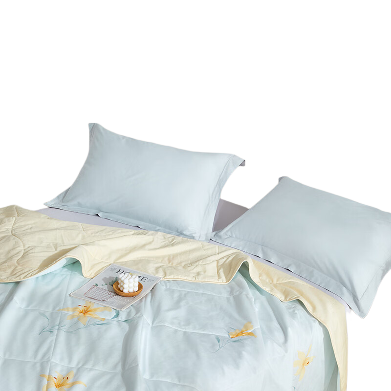 Luolai Home Textiles Skin-friendly 100% Cotton Summer Quilt 7A Grade Antibacterial and Mite-proof Washable Air Conditioning Quilt Core 200*230 Blue