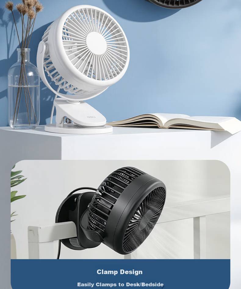 Deli [Hot-Selling] Desktop USB Mini Fan Small Electric Fan for Students Dormitory Office Workstation Bedside Quiet Fan - LK220 Black 12
